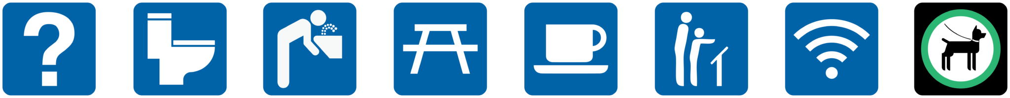Personnel d'information, toilette sèche, fontaine d'eau, aire de piquenique, restaurant, panneaux d'interprétation, wi-fi. Chiens en laisse admis.
