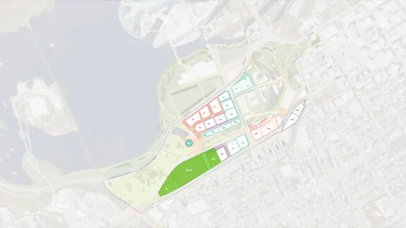 Carte qui démontre l'emplacement tentative du projet sur les terrains A1 à A5.