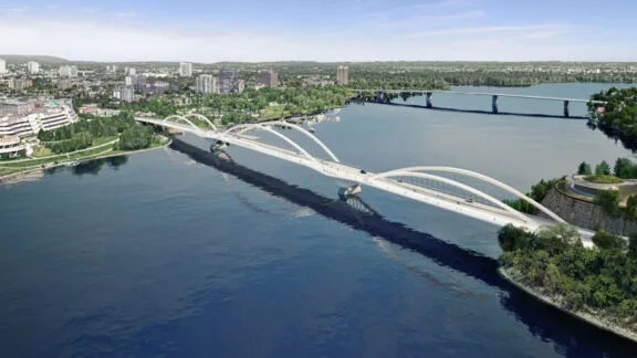 Artistic rendering of Motion, the preferred concept for the replacement of the Alexandra Bridge.