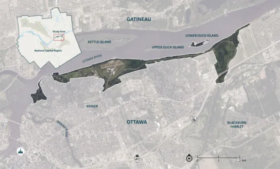 Map of the Sir George-Étienne Cartier Park study area, which includes Lower Duck Island.