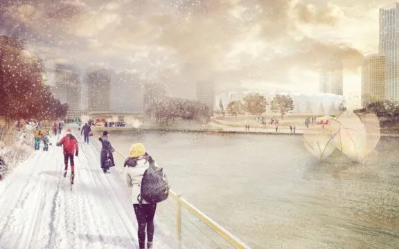 Urban beach in the winter