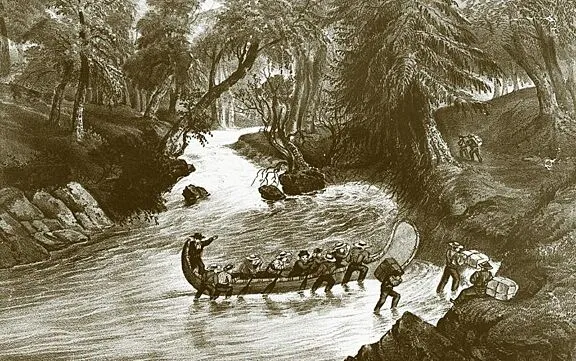 Historical Illust 004 Canoeportage Drawing