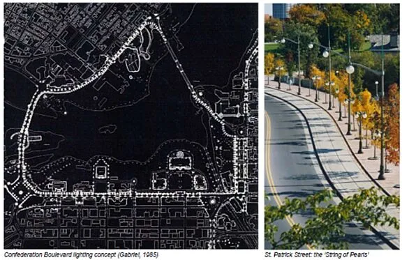 The string of pearls created by the globe light standards that march along the length of the entire Boulevard and are one of its strongest design expressions.