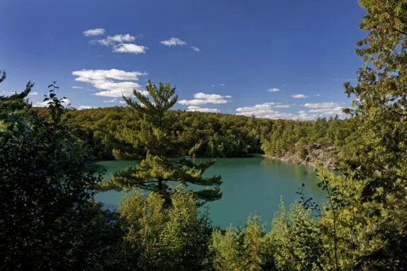 View of Pink Lake from the lookout.