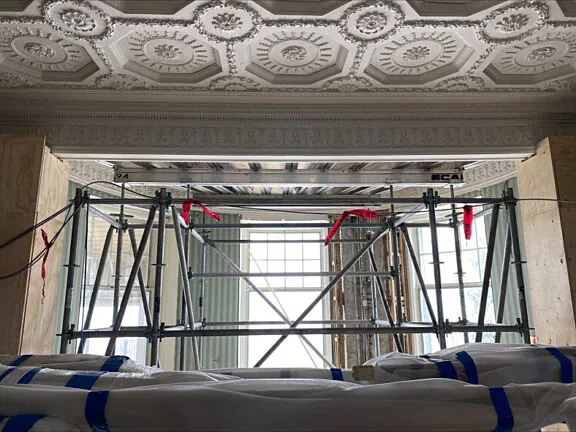 Inside 24 Sussex after abatement of designated substances and removal of obsolete mechanical, heating and electrical systems.