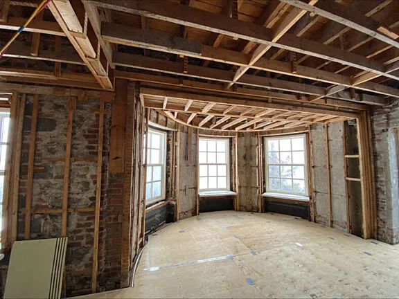 Inside 24 Sussex after abatement of designated substances and removal of obsolete mechanical, heating and electrical systems.