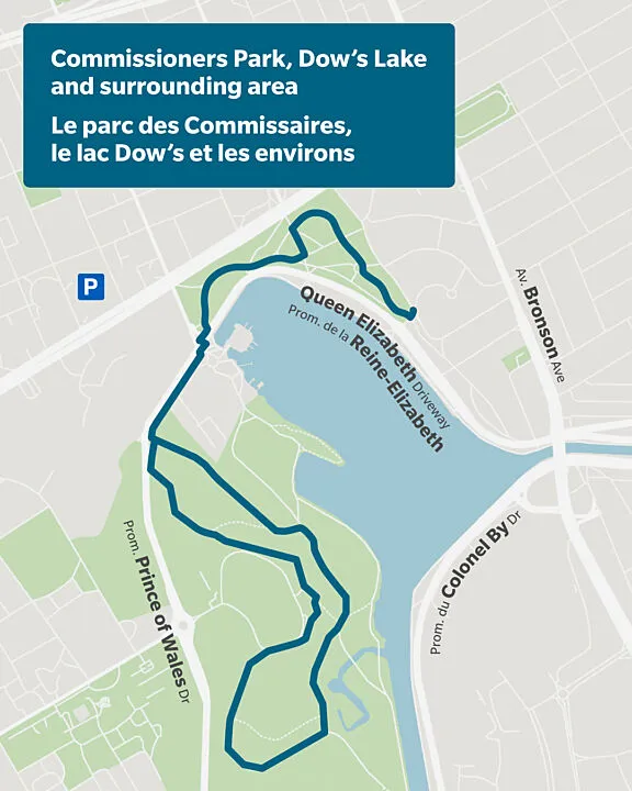 Route starting at Commissioners Park then looping around the Arboretum trails.