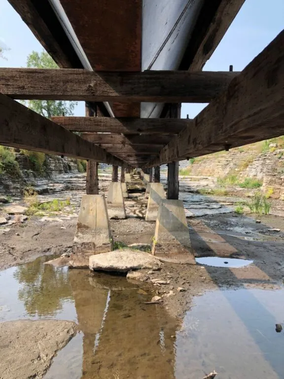 Exposed bedrock, timber slide ravine, Victoria Island, 2020.