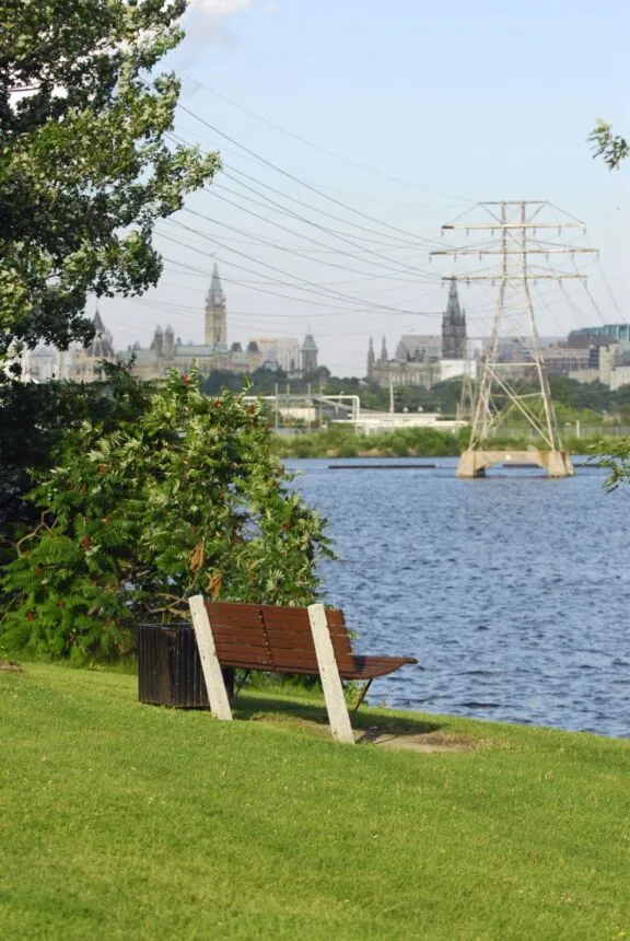 View of the Ottawa River and Parliament Hill from Portageurs Park