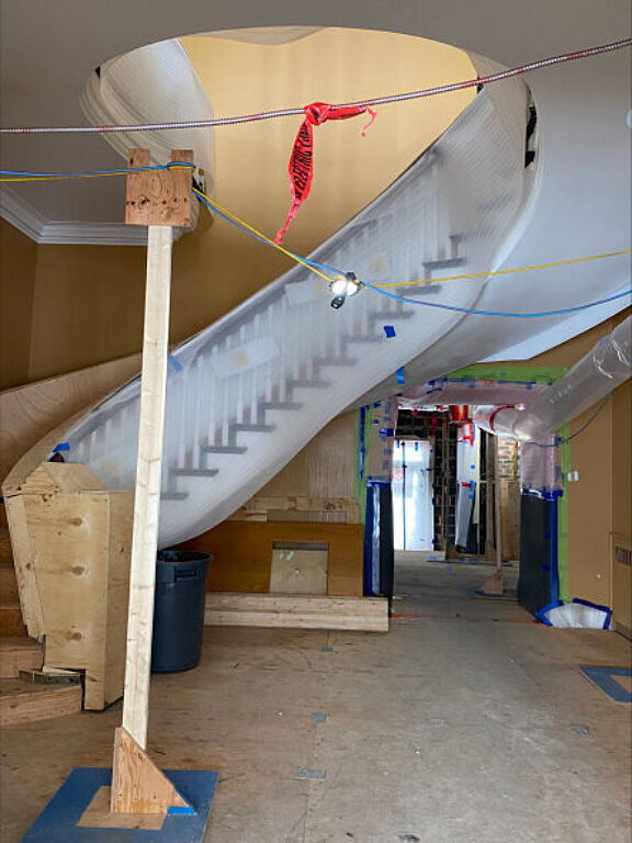 Inside 24 Sussex after abatement of designated substances and removal of obsolete mechanical, heating and electrical systems.