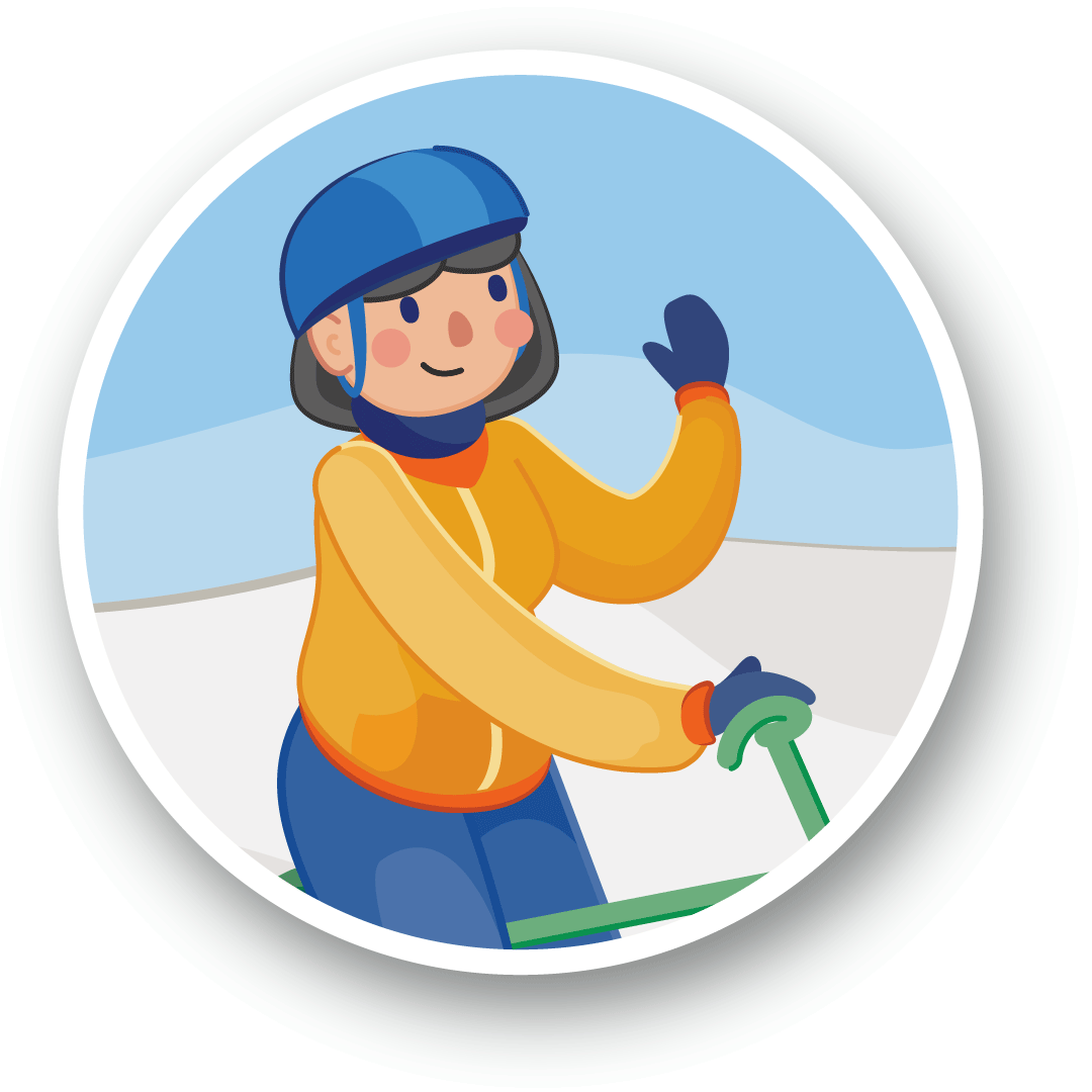 Illustration d'une personne en vélo d'hiver saluant de la main.