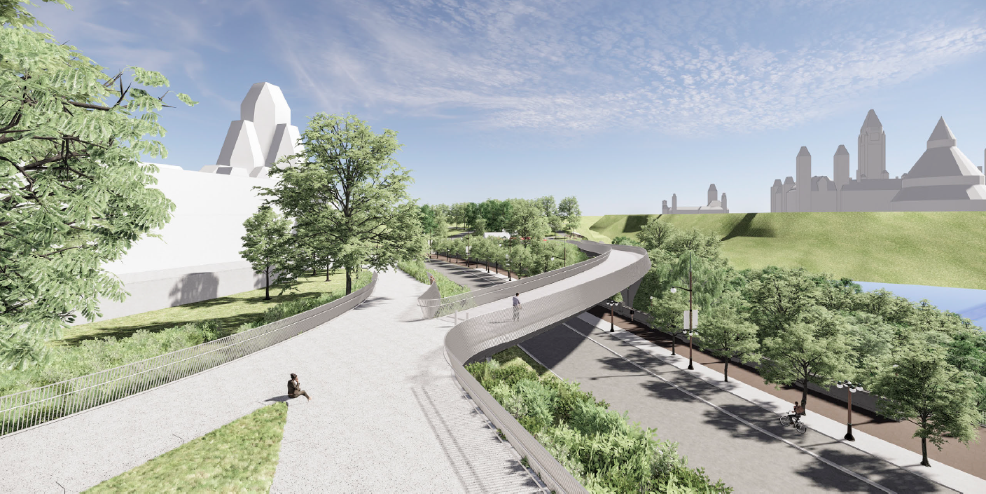 Plan de la nouvelle passerelle reliant la pointe Kìwekì au parc Major.