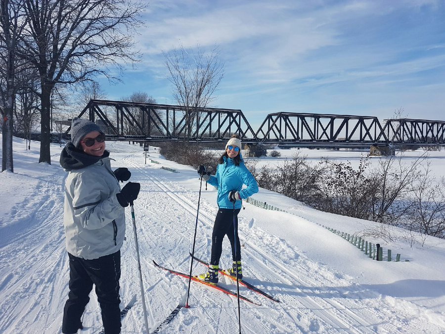 Skiers on Kichi Sibi Winter Trail.